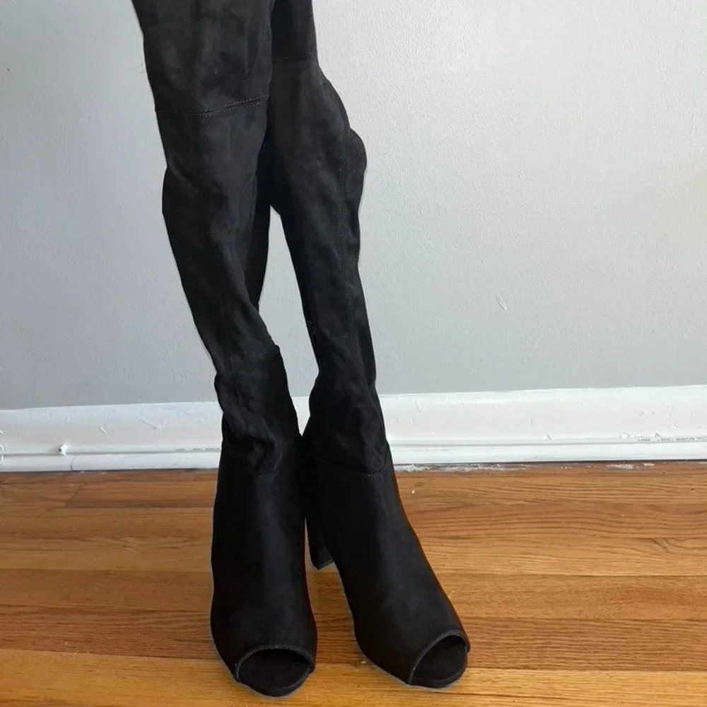 Brand New Peep Toe Thigh High Boots Size 11 - Picture 3 of 7